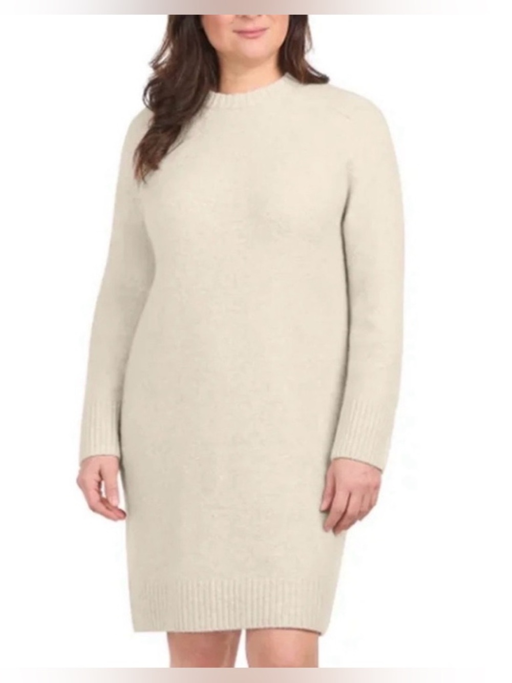 Dalia Cream Long-Sleeve Knit Dress